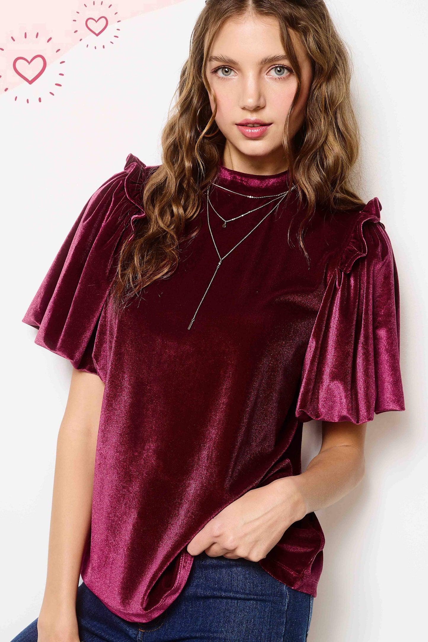 Velvet Puff Sleeve Holiday Top