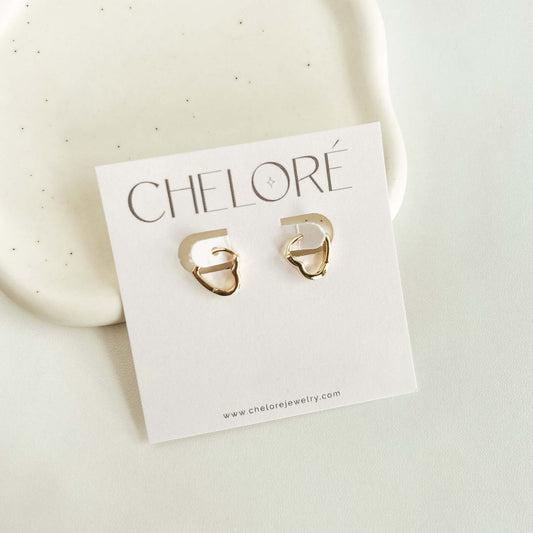 Cheloré Gold Mini Heart Hoops
