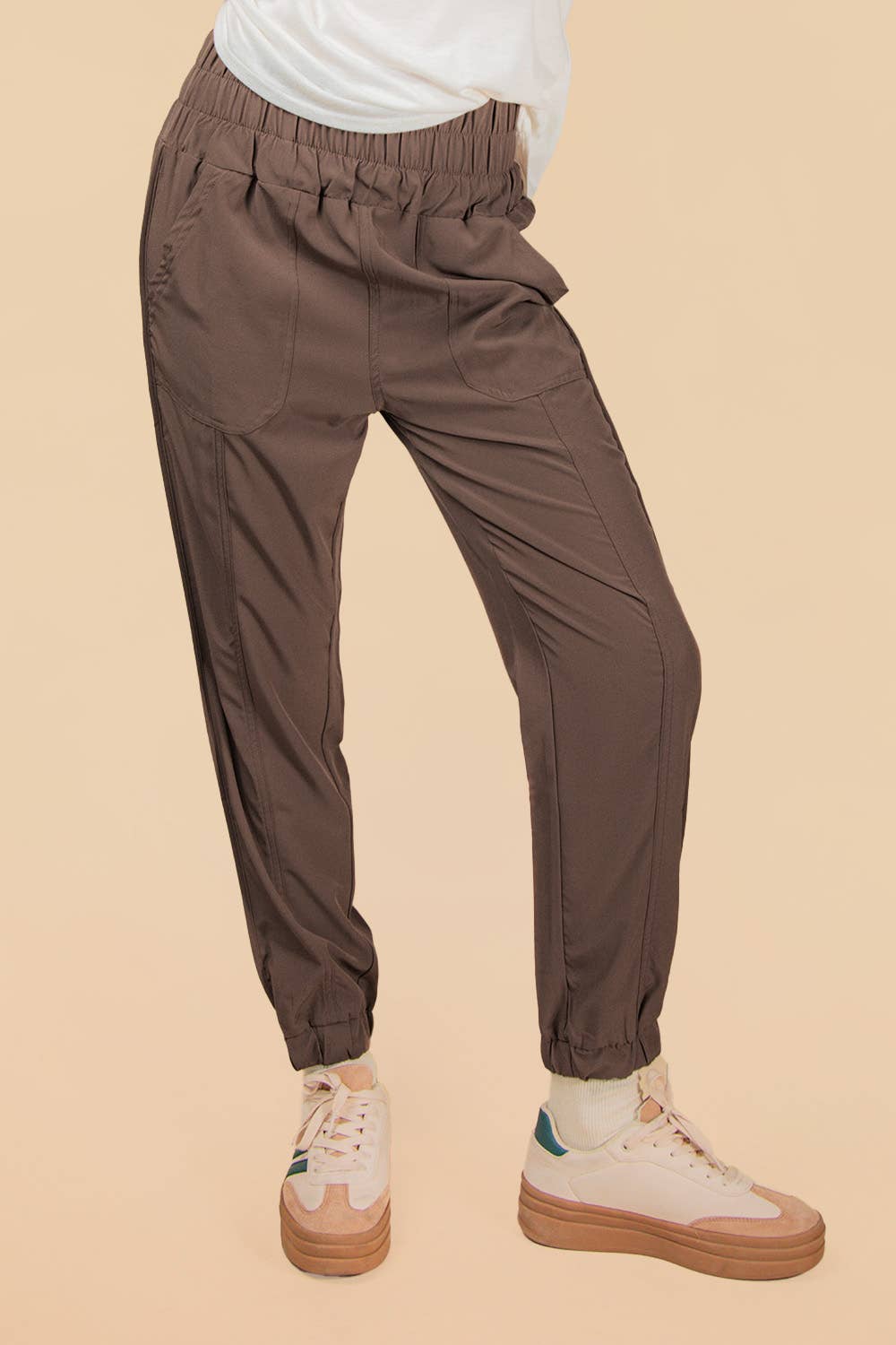 Chestnut Elasticized Waist Joggers