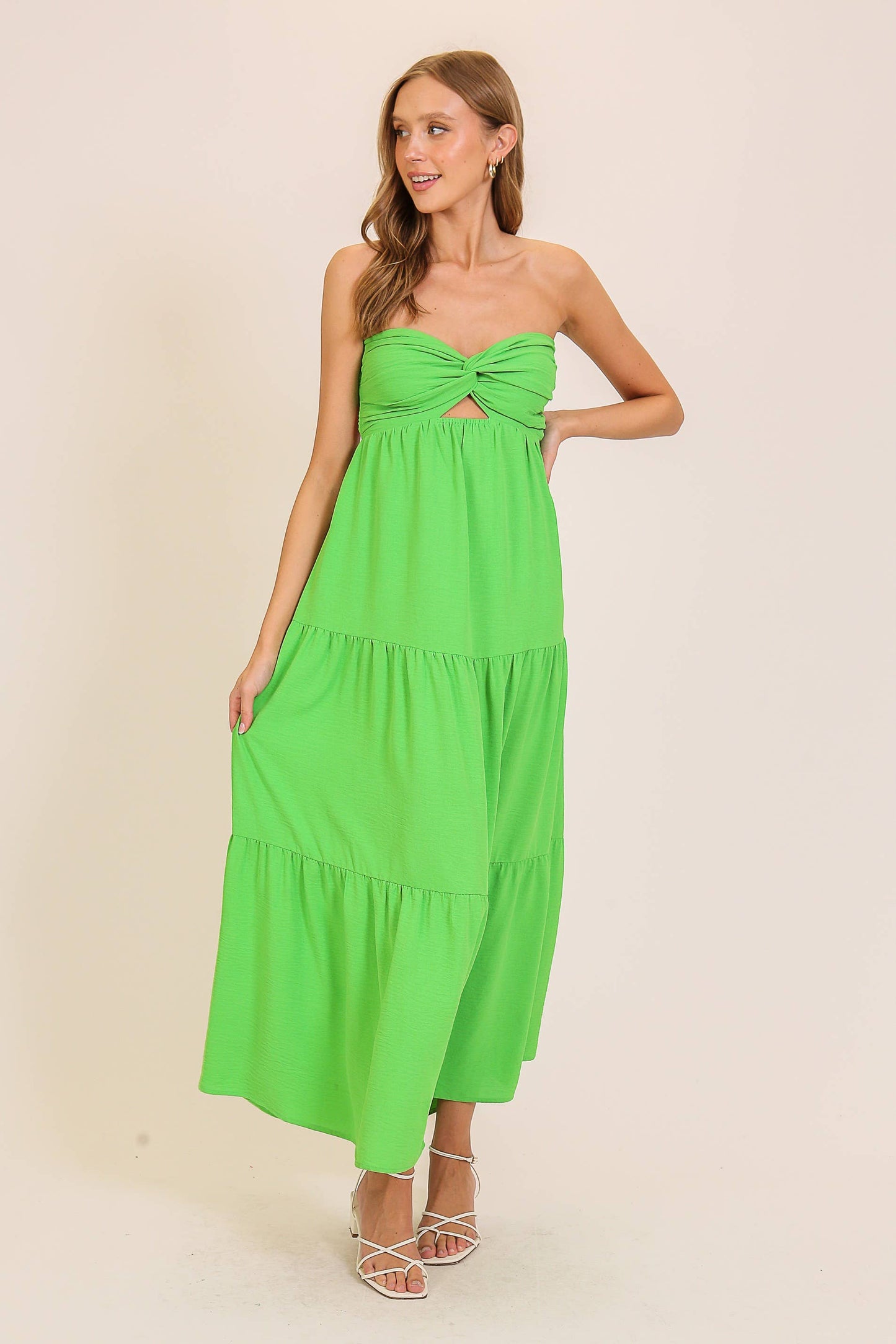 Lime Cutout Airflow Maxi Dress