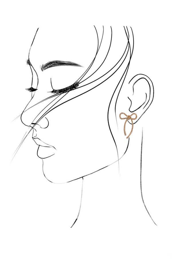 Gold Rope Bow Stud Earrings