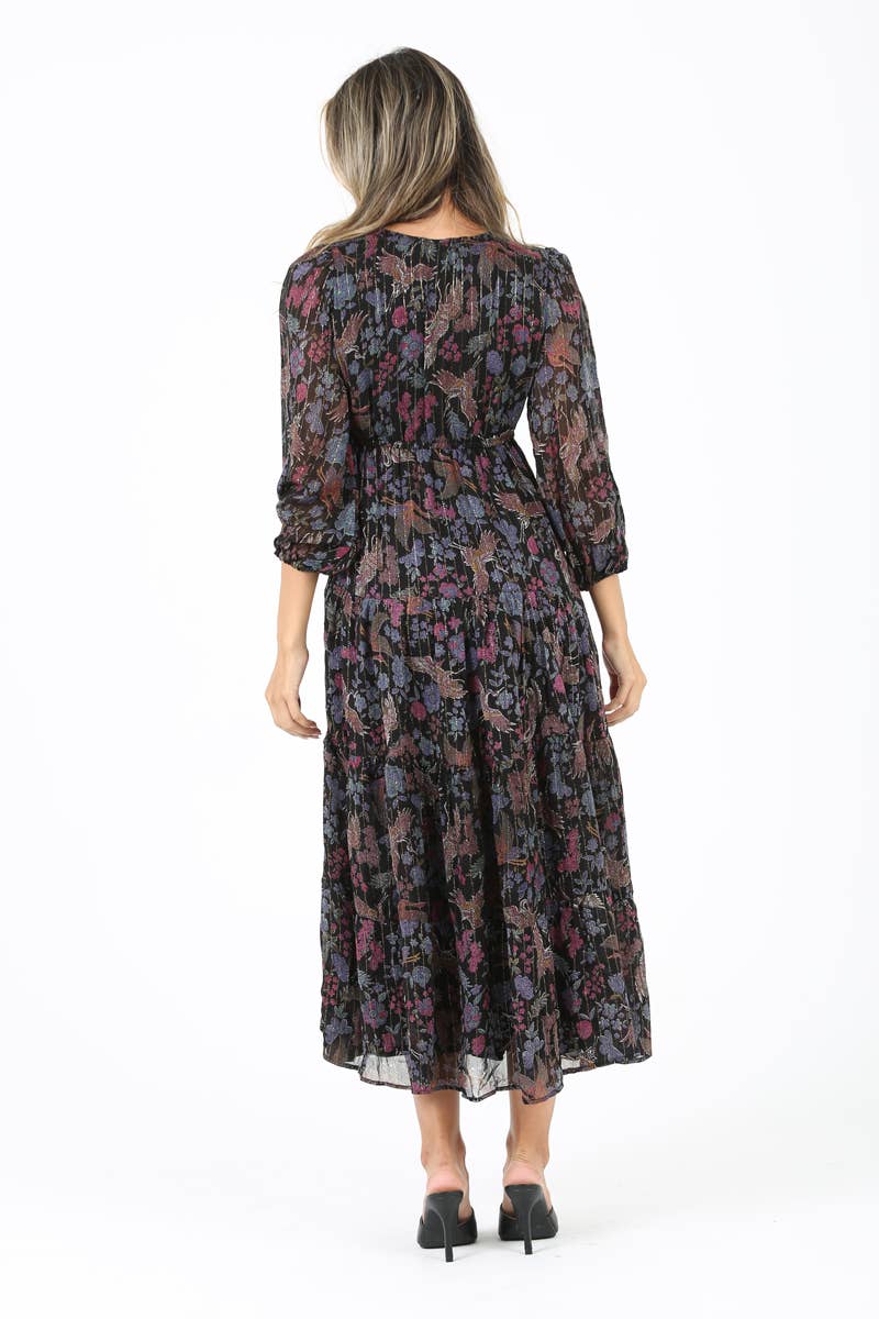 V-Neck Desert Floral Lux Maxi Dress