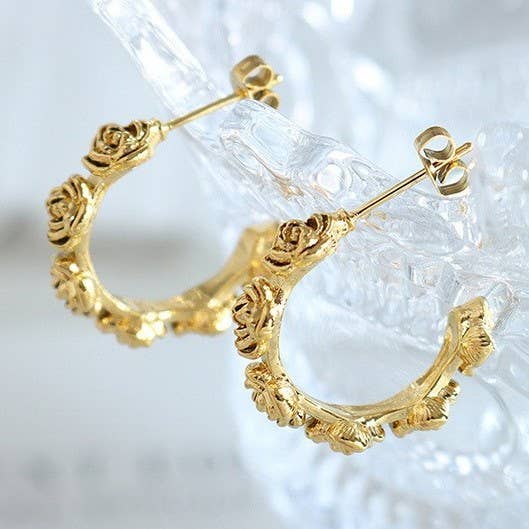 Floral Huggie Hoop Earrings