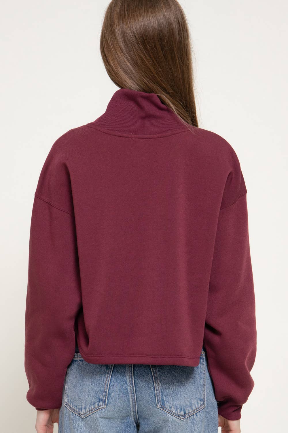 Long Sleeve Ribbed Mock Neck Sweatshirt
