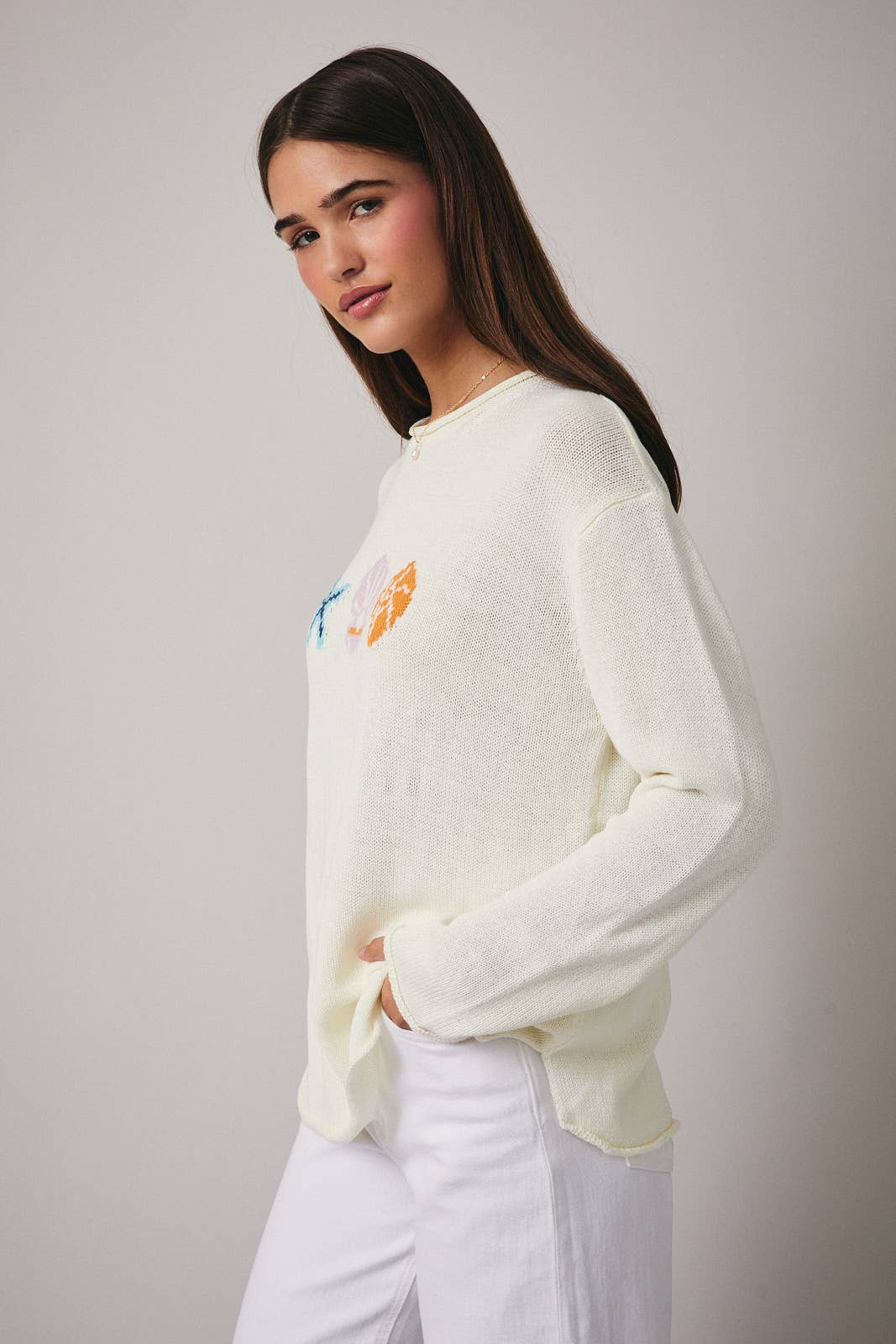 Cream Summer Sea Lightweight Beach Sweater
