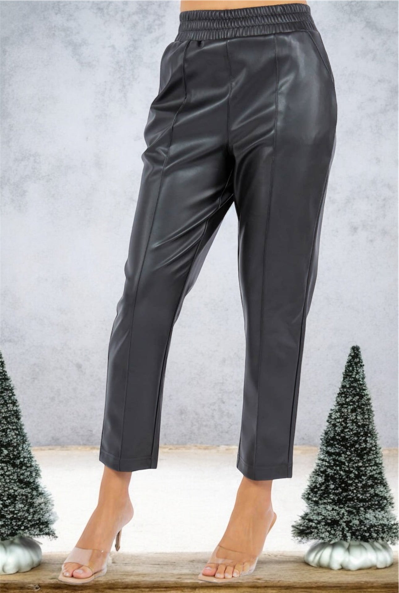 Faux Leather Straight Leg Pull-on Pants