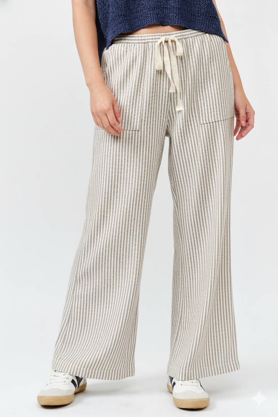 Stone Striped Wide Linen Pants