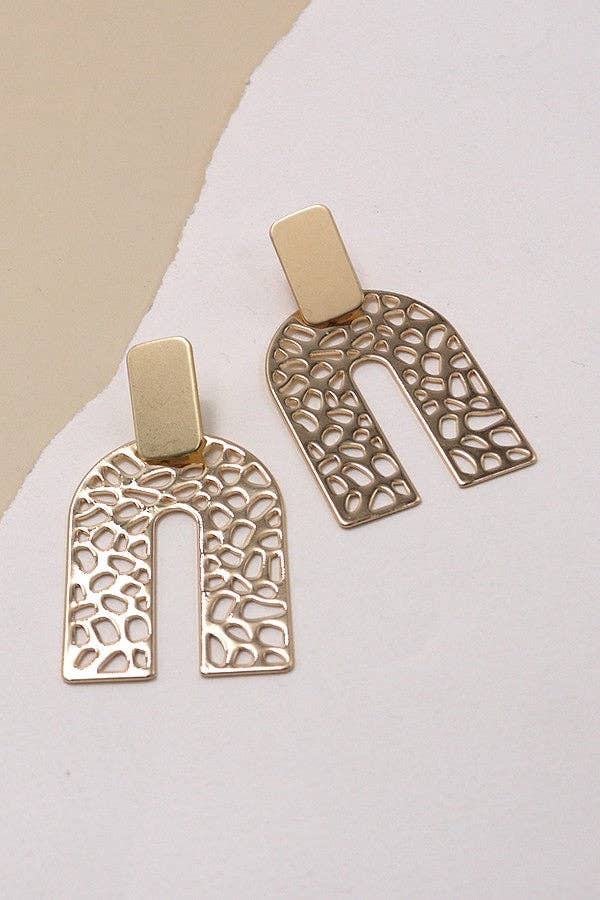 RECTANGLE U-SHAPE DROP EARRINGS