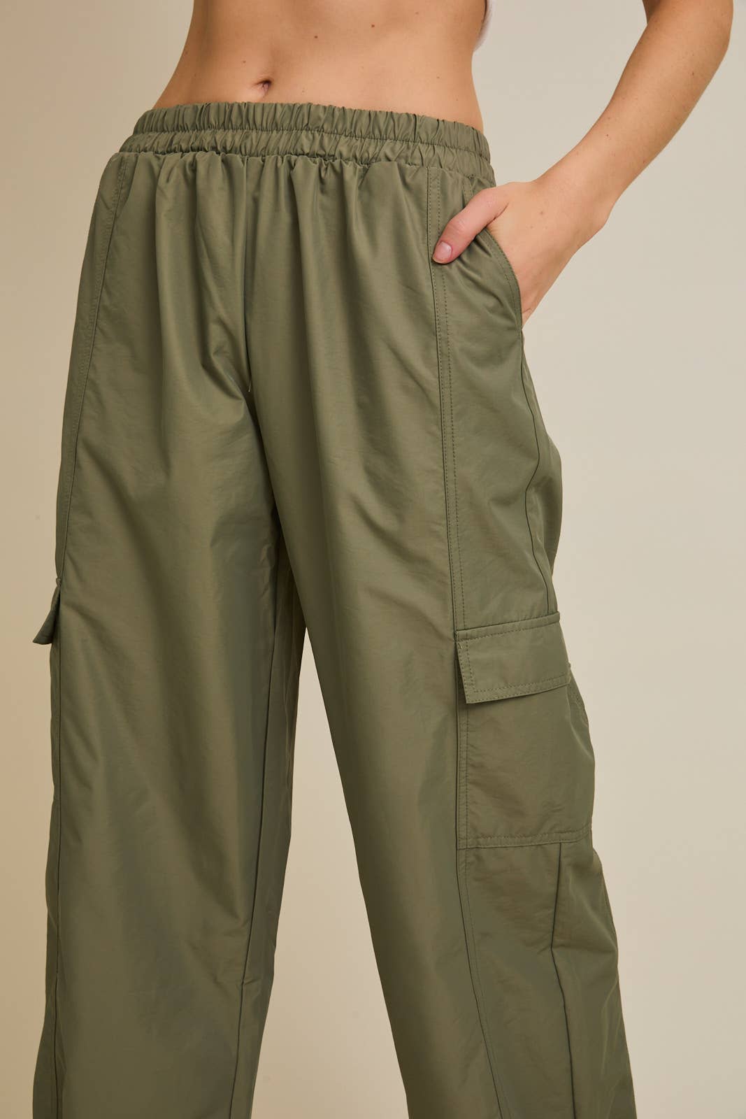 Olive Parachute Jogger Pants