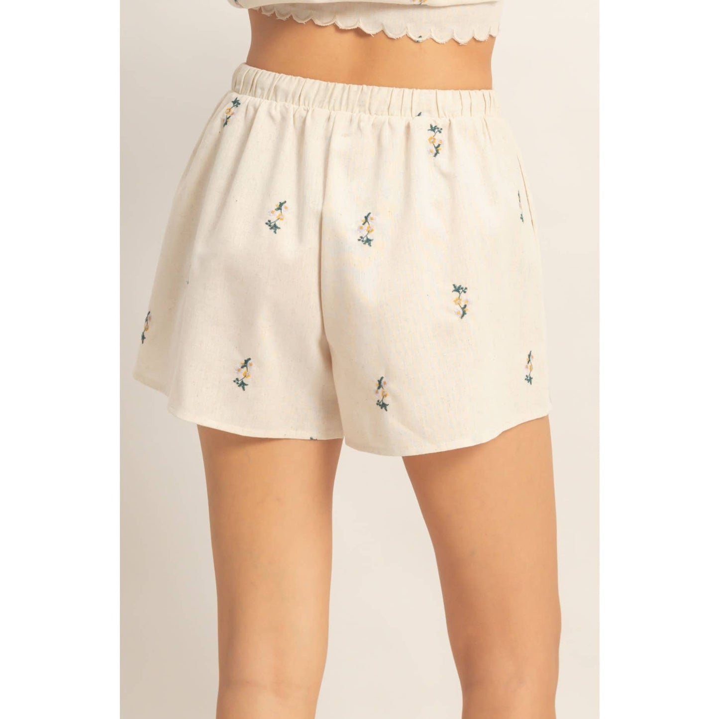Embroidered Drawstring Shorts