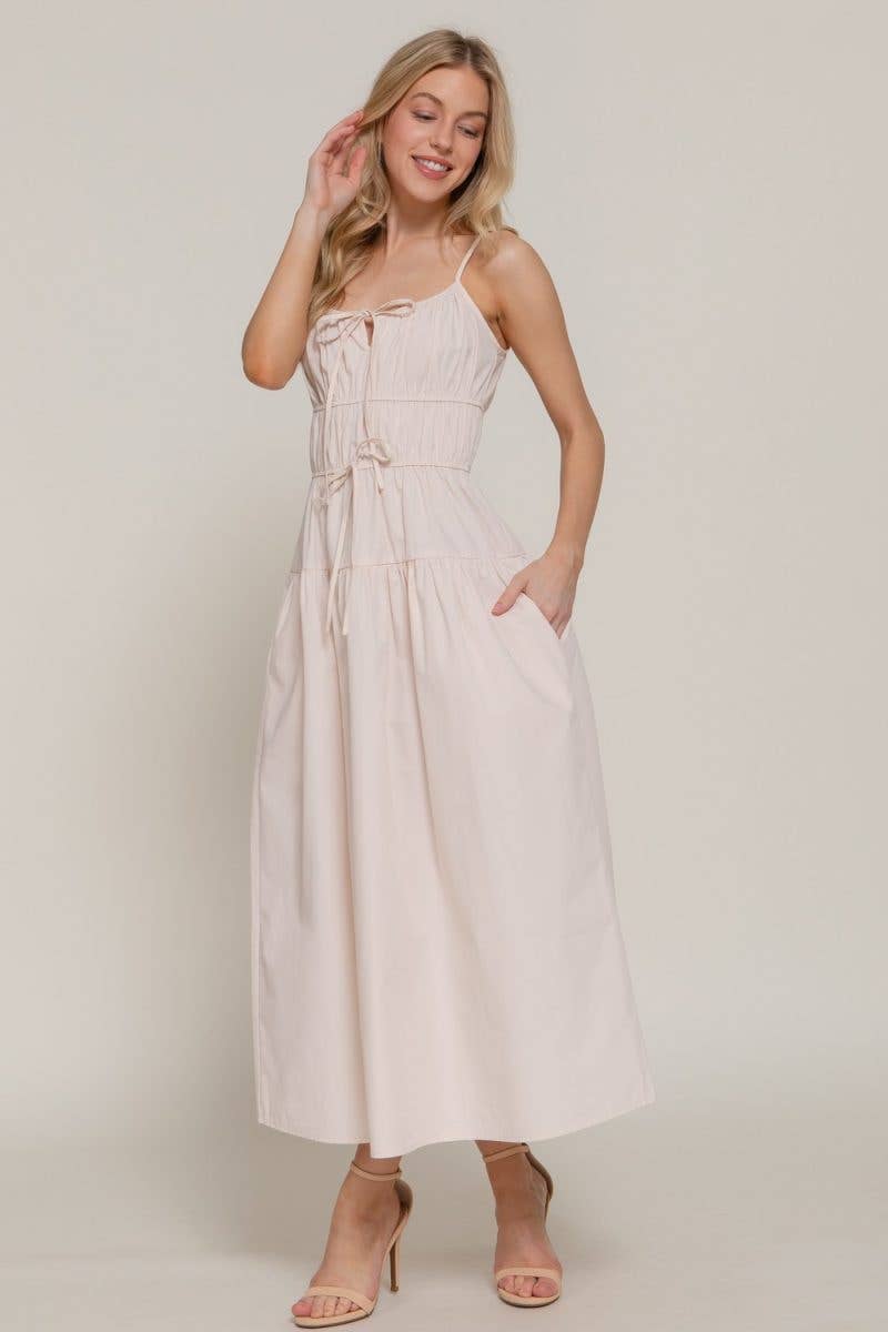 Front Tie Tiered Maxi Dress