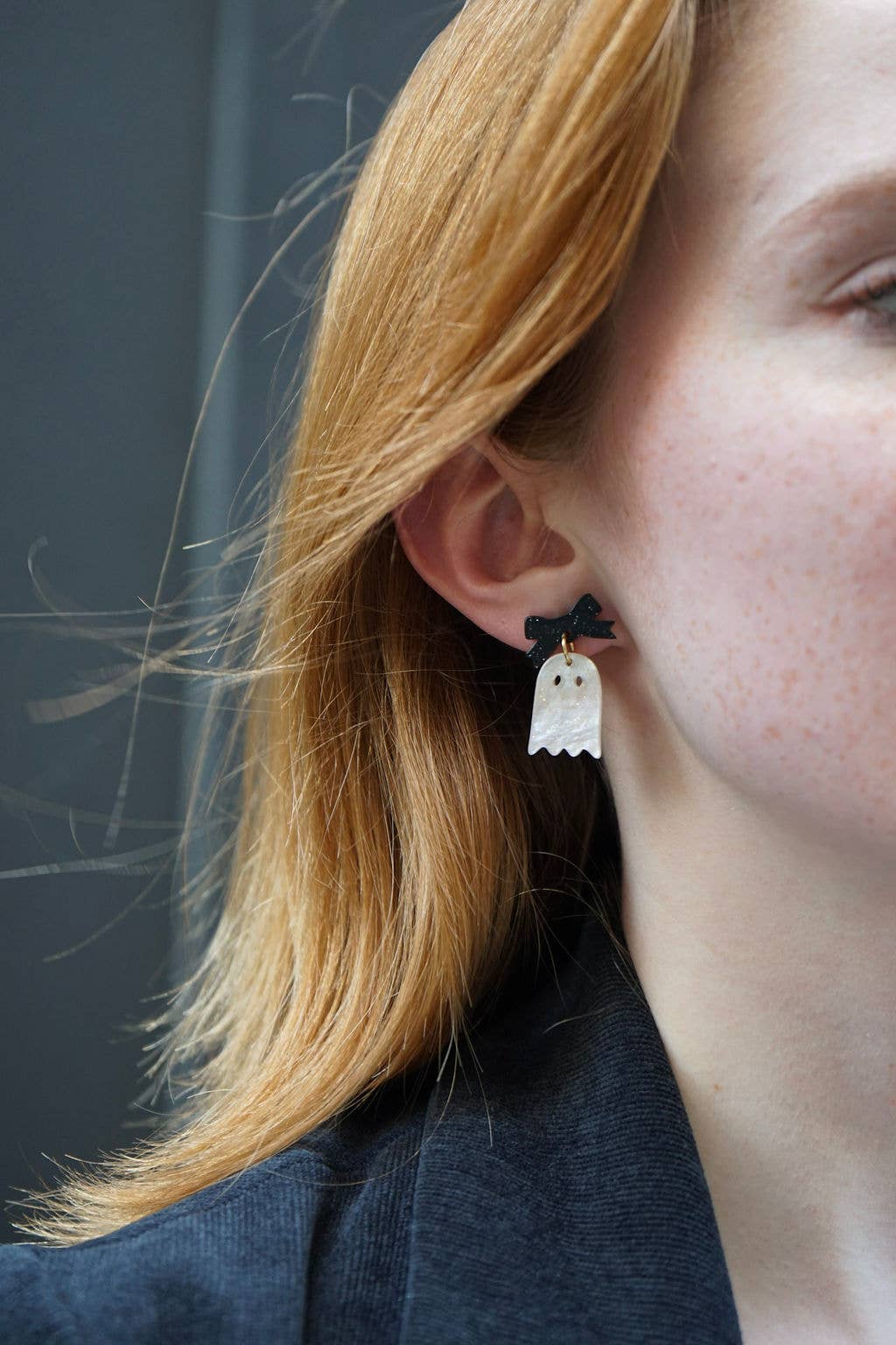 Mini Bow Shimmer Ghost Earrings