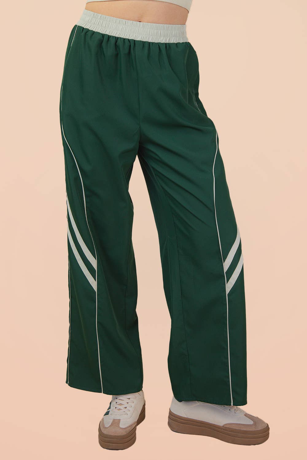 Hunter Wide Leg Forest Track Pants with Piping Detail