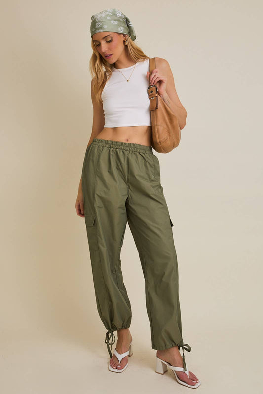 Olive Parachute Jogger Pants