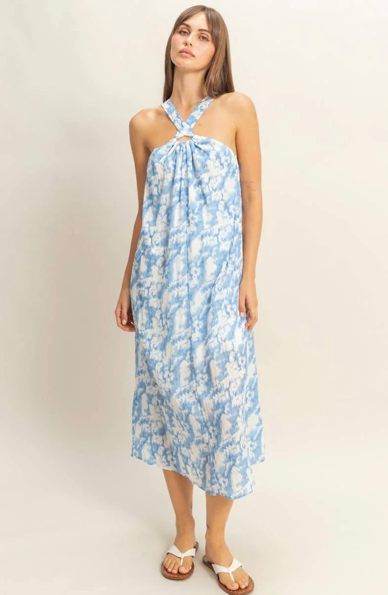 Halter Cross Neck Backless Maxi Dress