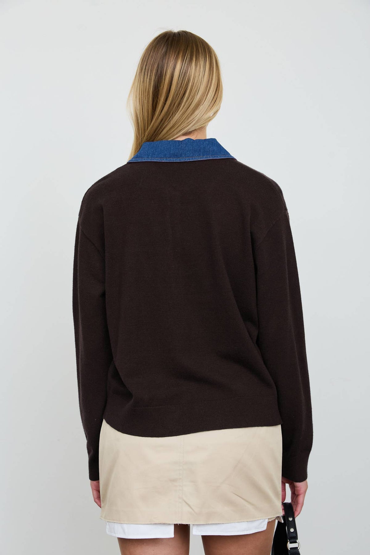 Contrast Denim Collar Sweater