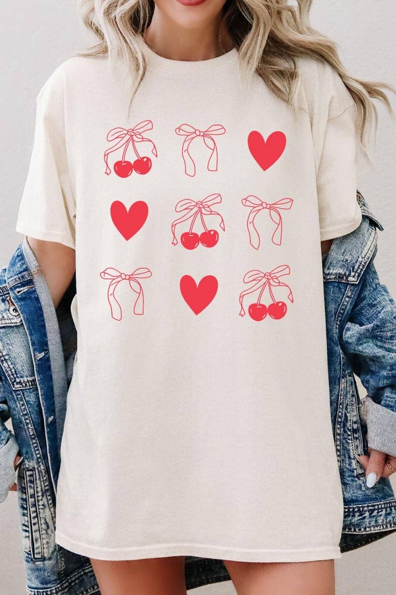 Valentine Bow & Heart Graphic Tee