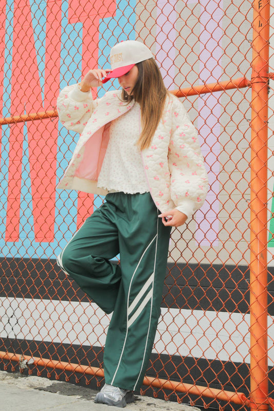 Hunter Wide Leg Forest Track Pants with Piping Detail