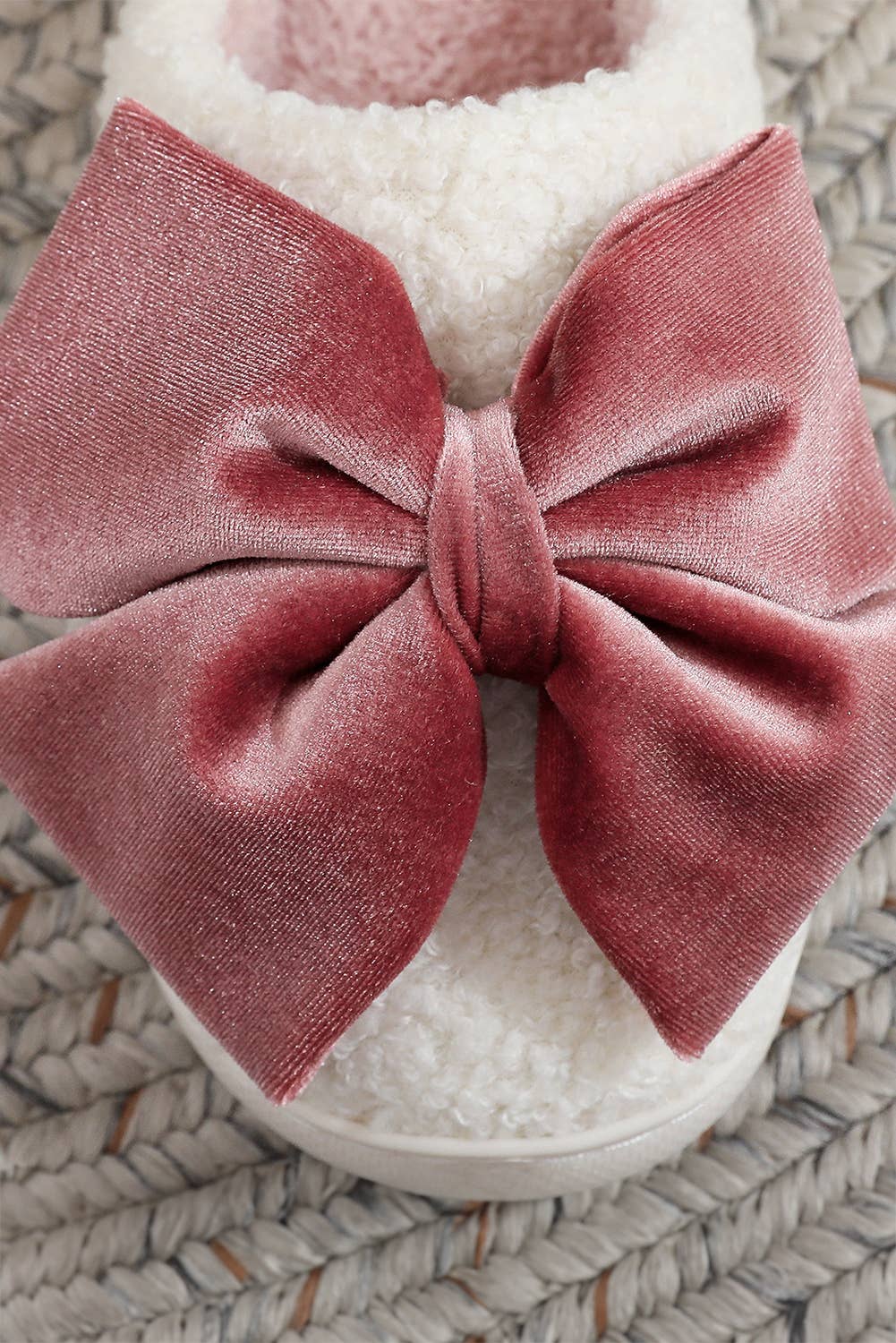 Pink Bow Plush Slippers