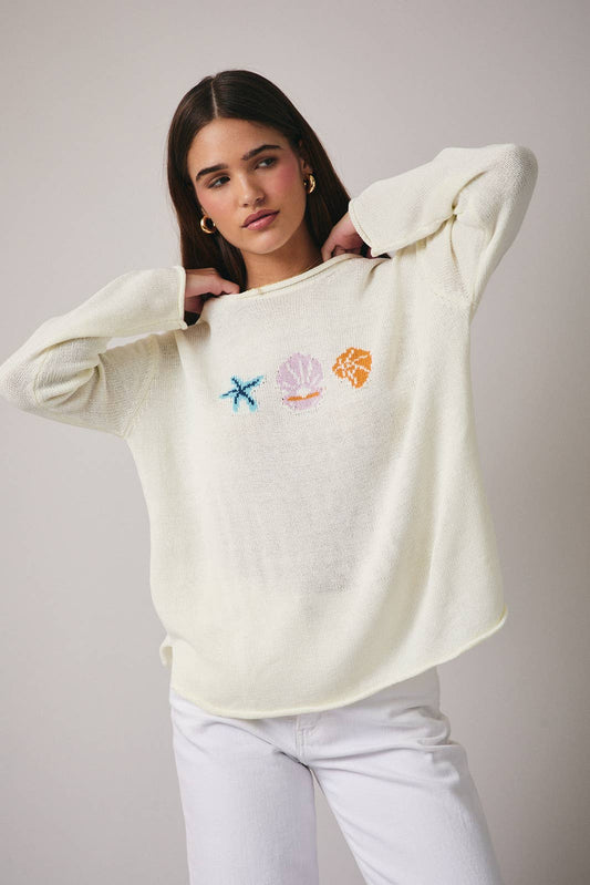 Cream Summer Sea Lightweight Beach Sweater