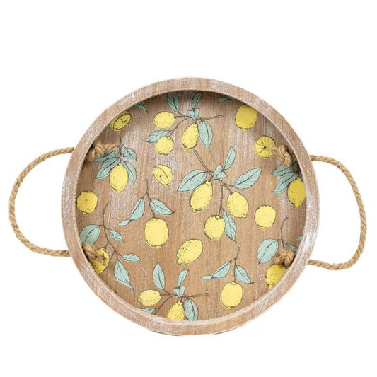 12x12 Round Wood Lemon Tray