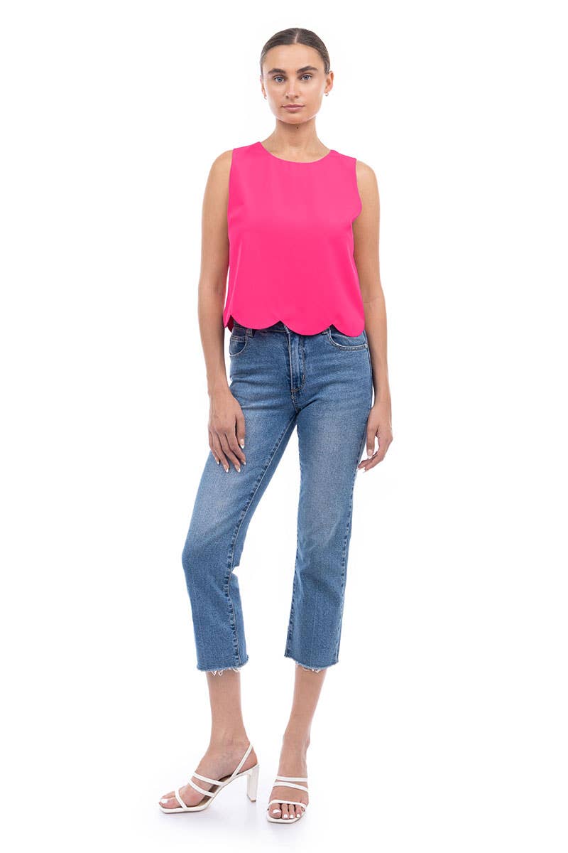 Pink Scalloped Hem Top