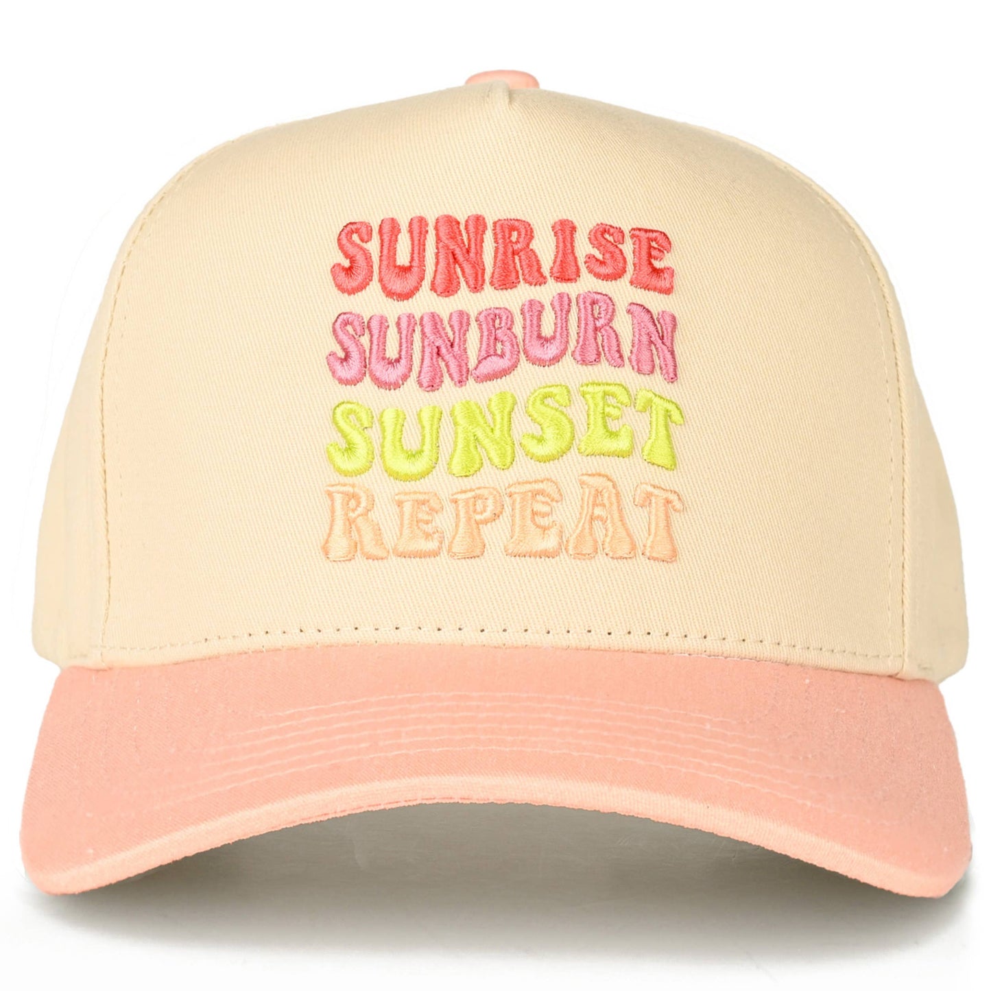 SUNRISE SUNBURN SUNSET REPEAT Two-Tone Trucker Hat