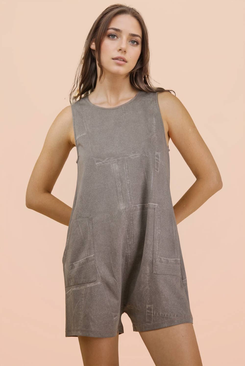 Black Acid Washed Romper