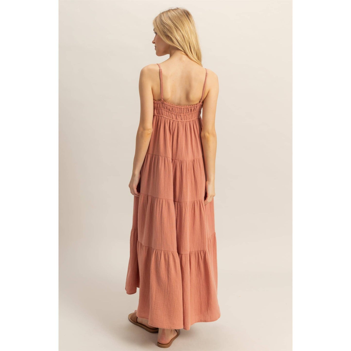 Empire Waist Sleeveless Tiered Maxi Dress