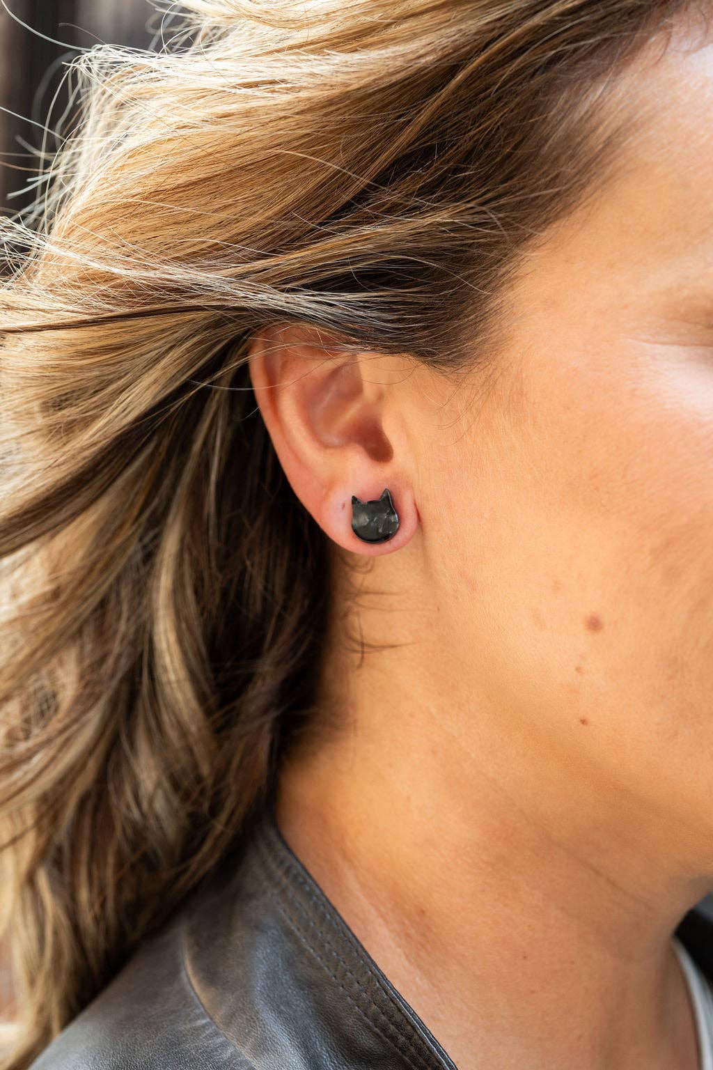 Black Cat Stud Earrings