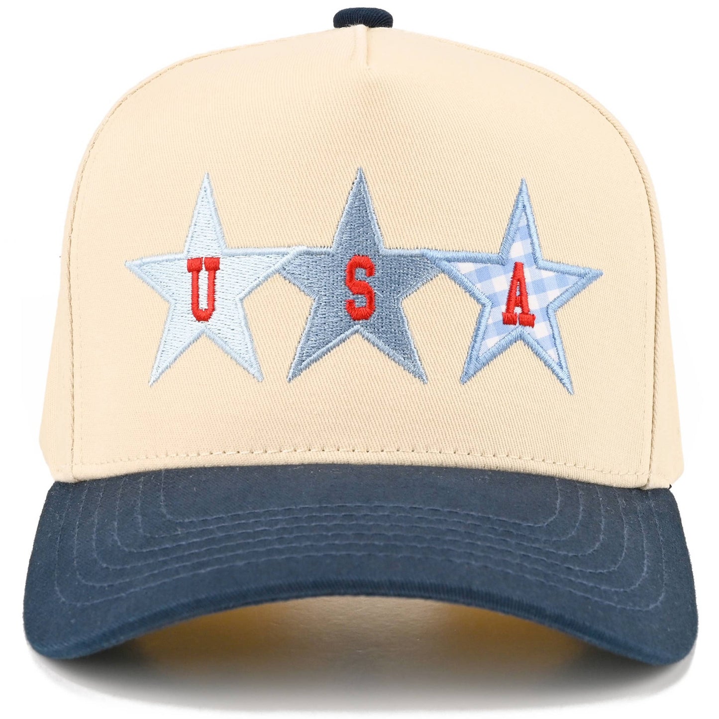 C.C STAR USA Letter with Stars on Two Tone Trucker Hat