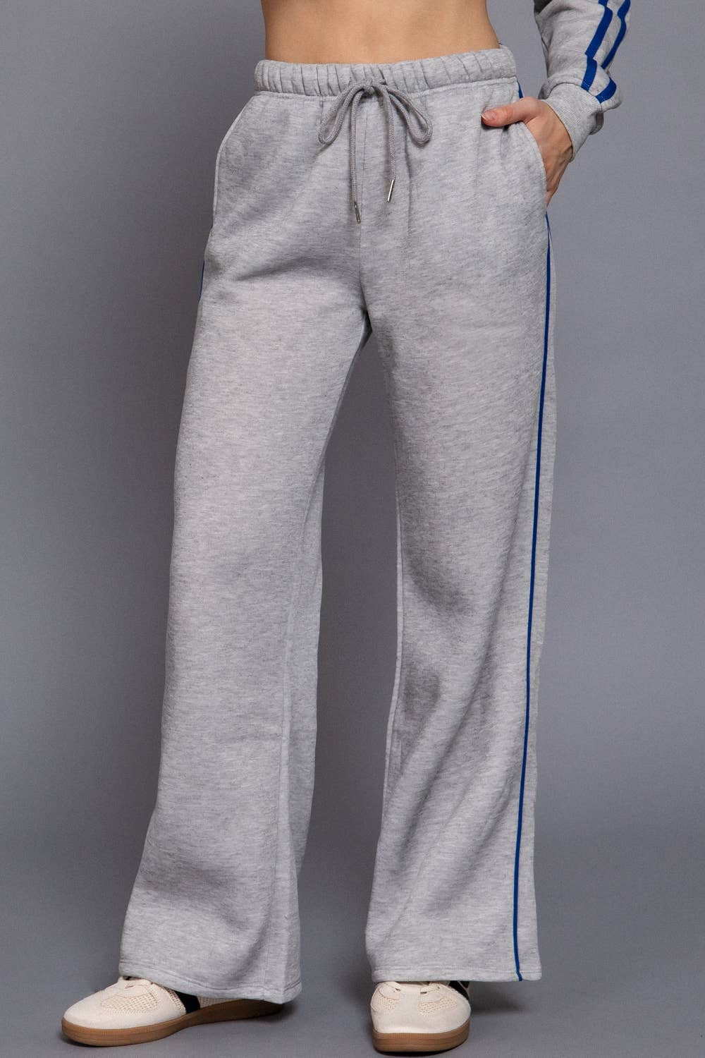 Grey Contrast Line Detail Sweatpants