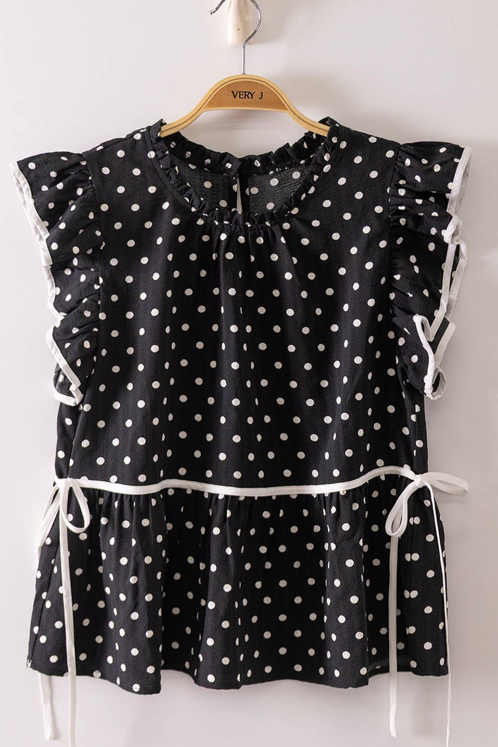 Romantic Polka Dot Ruffle Top
