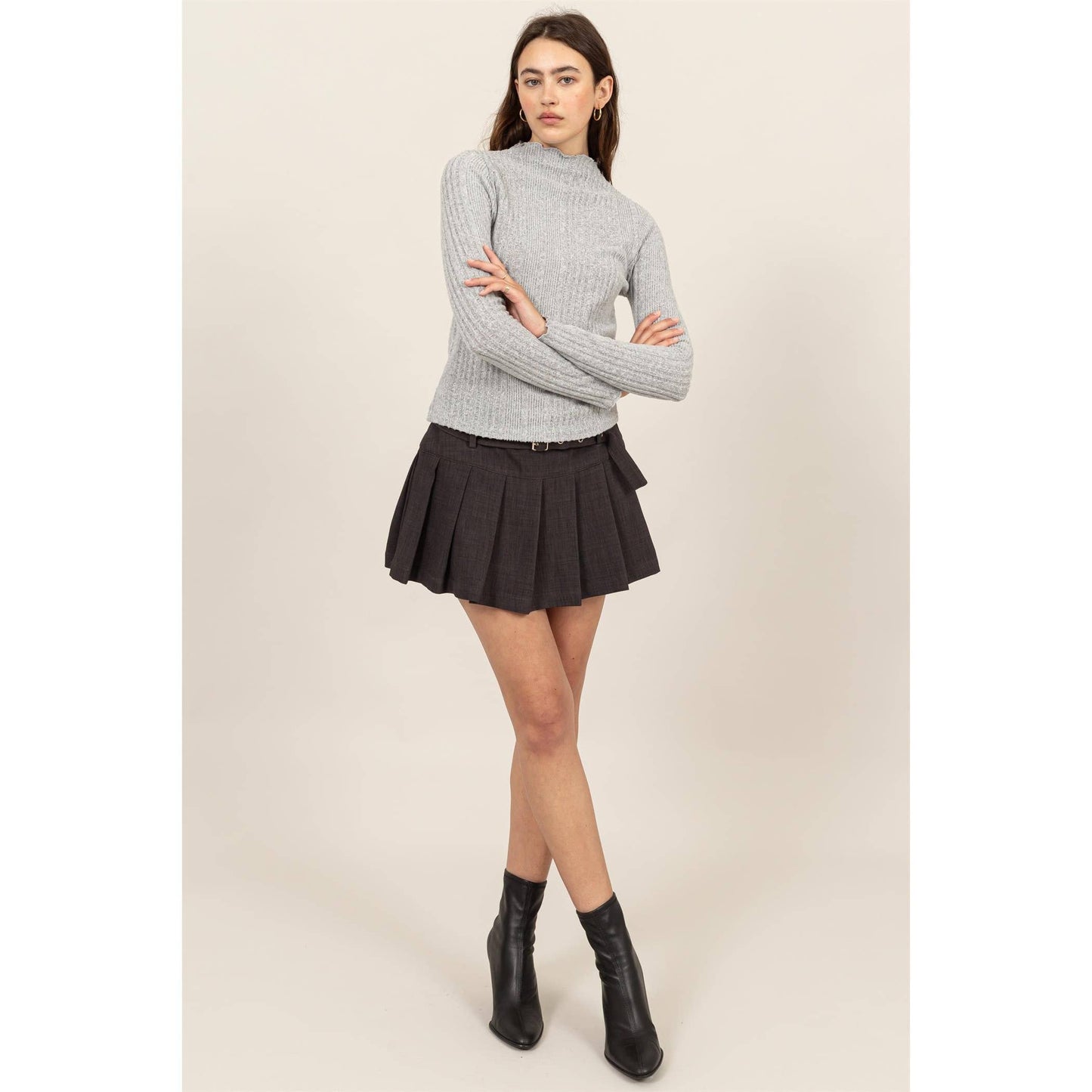 Olivia Mock Neck Ribbed Sweater