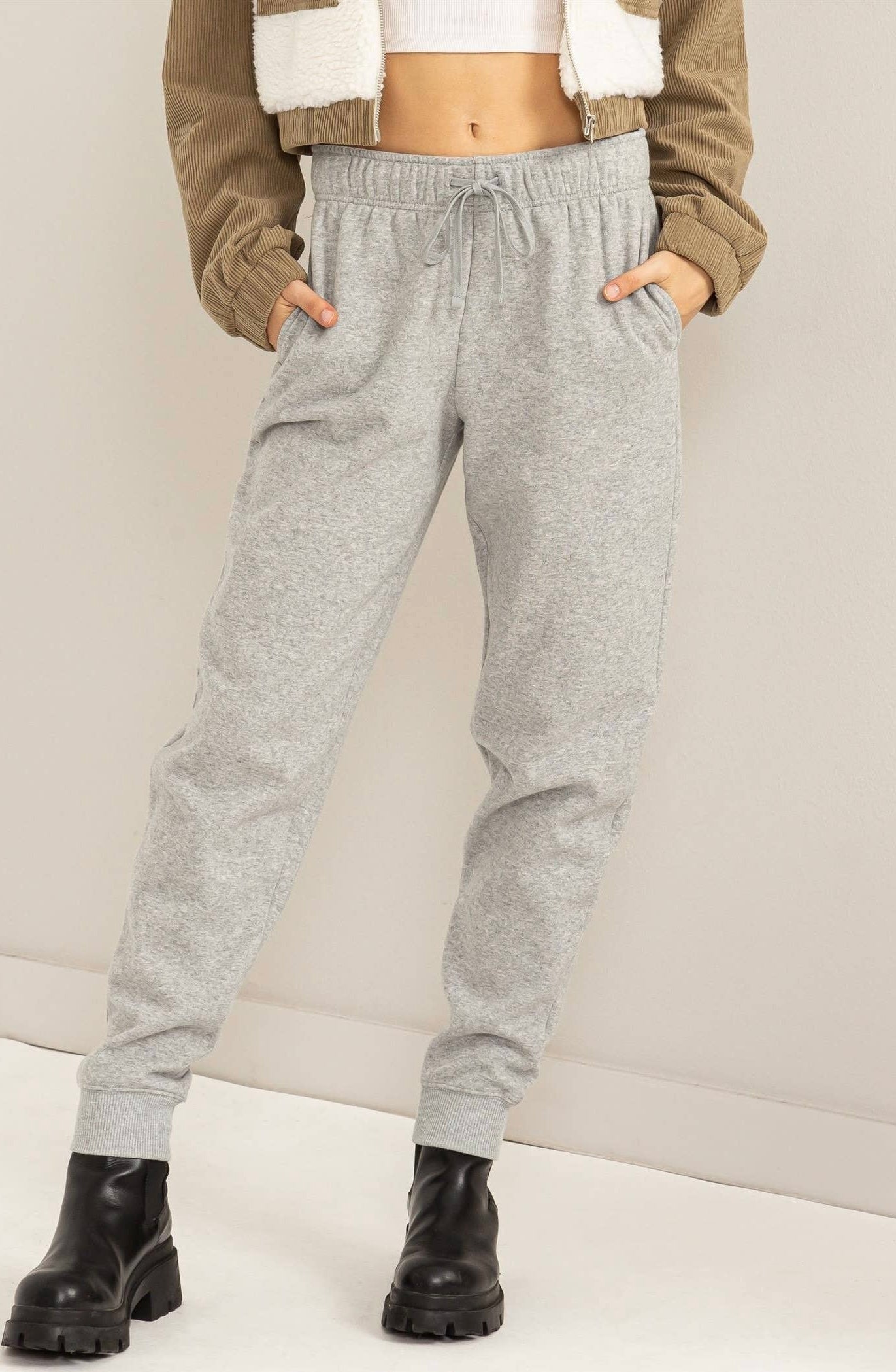 Mid-Rise Drawstring Jogger Pants