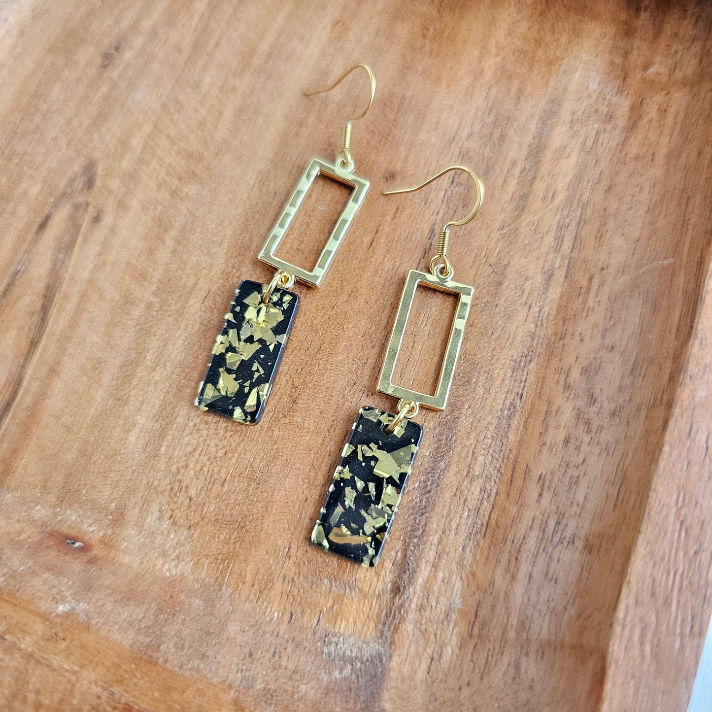 Black Gold Flake Earrings