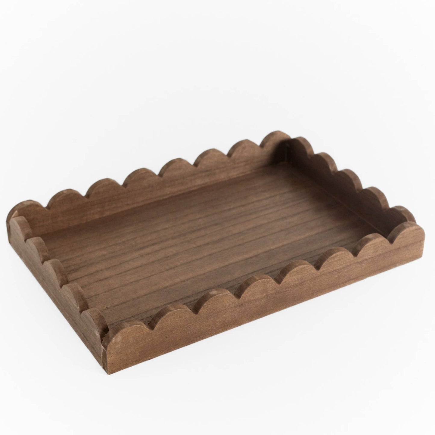 Espresso Wood Scallop Tray