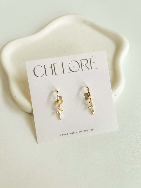 Cheloré Gold Cross Hoops