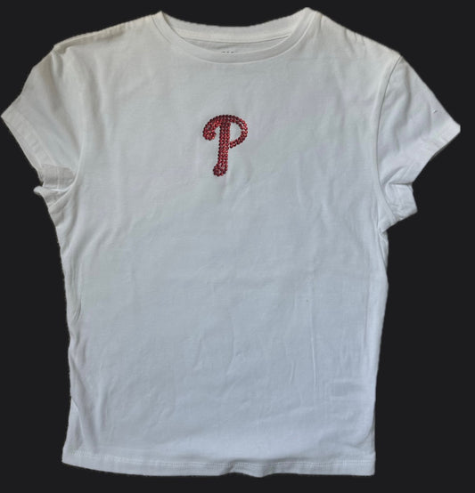 Red Rhinestone Phillies Tee