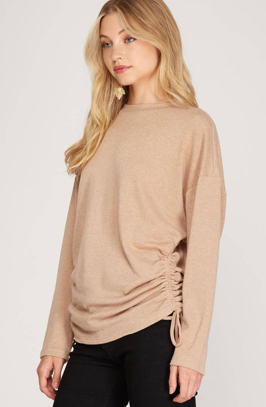 Long Sleeve Rouched Side Top