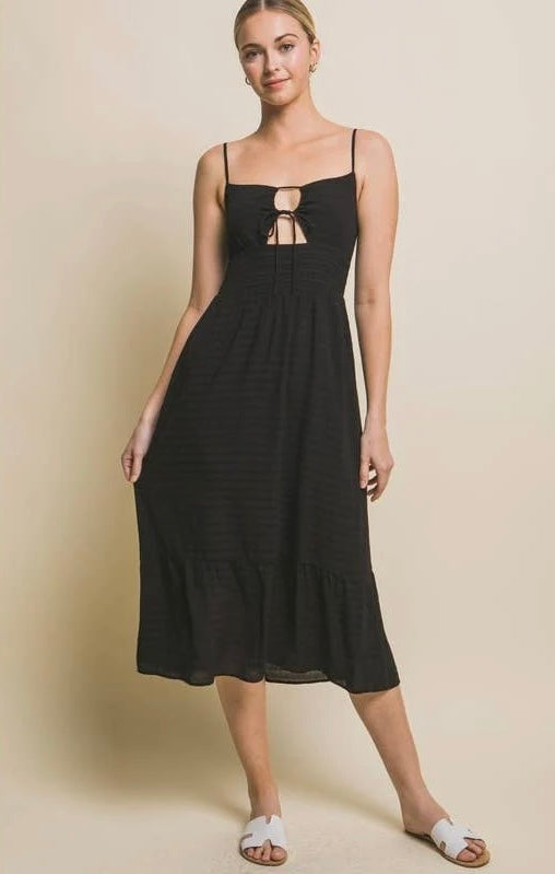 Woven Open Back Maxi Strap Dress