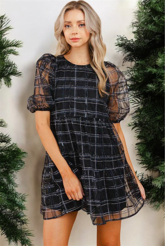 Plaid Babydoll Holiday Dress