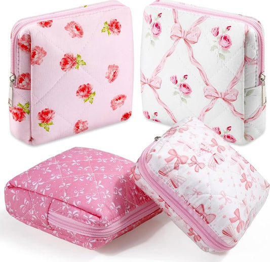 Quilted Floral Small Makeup Bag