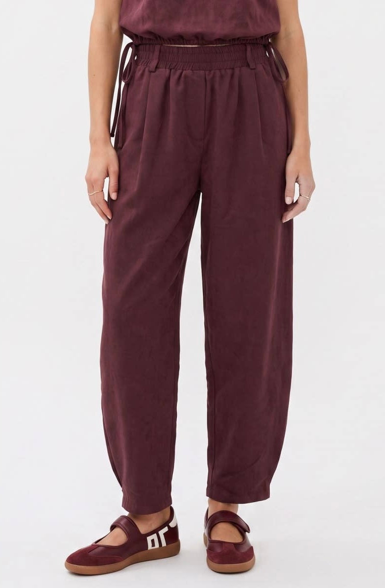 Wine Soft Matte Barrel Pants