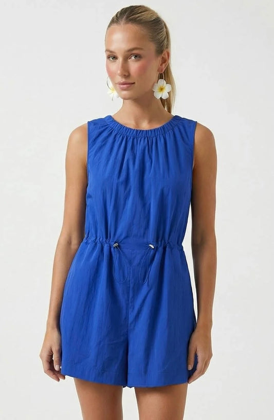 Capri Blue Sleeveless Waist Stopper Romper