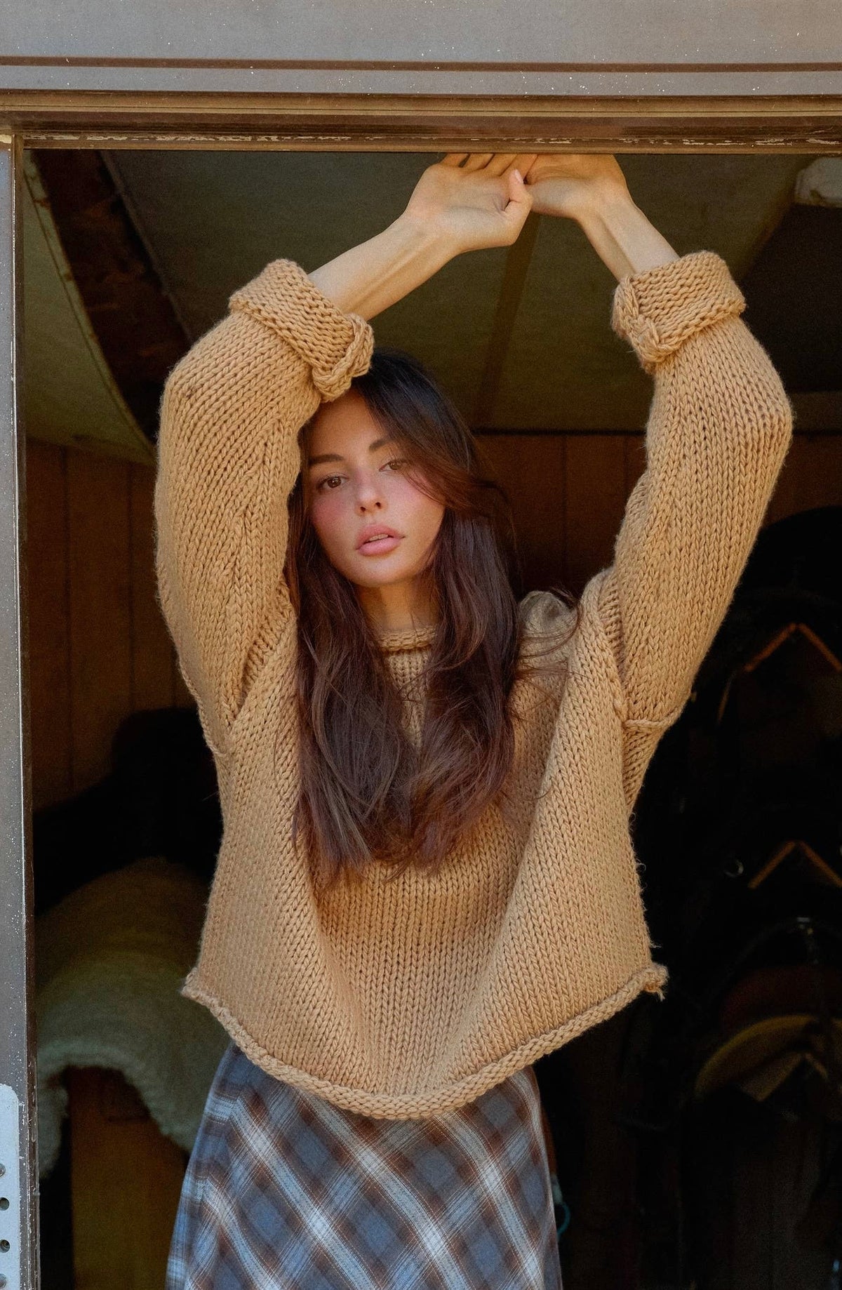 Rolled Collar Loose Knit Sweater