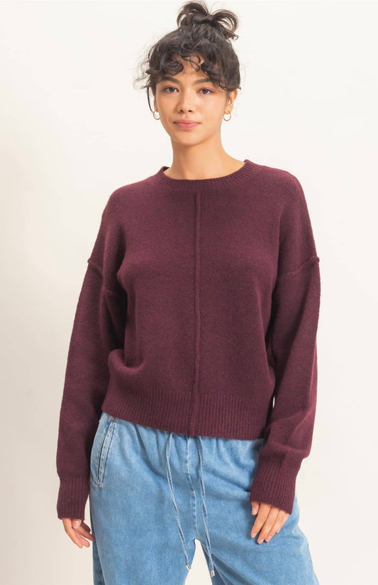 Crew Neck Seam Detail Sweater