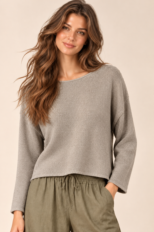 Taupe Cyrus Boat Neck Sweater