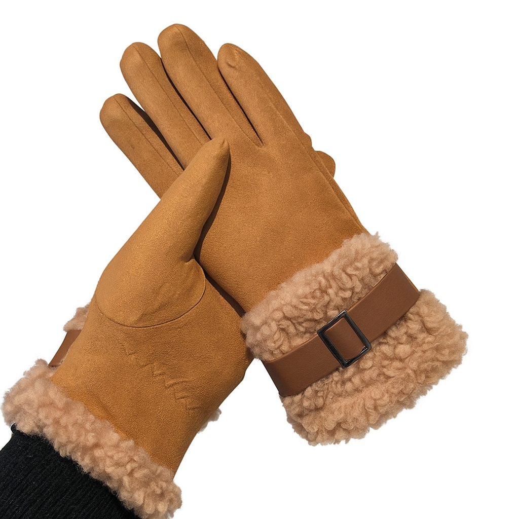 Brown Suede Touch Screen Gloves