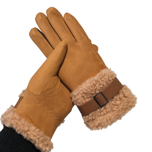 Brown Suede Touch Screen Gloves